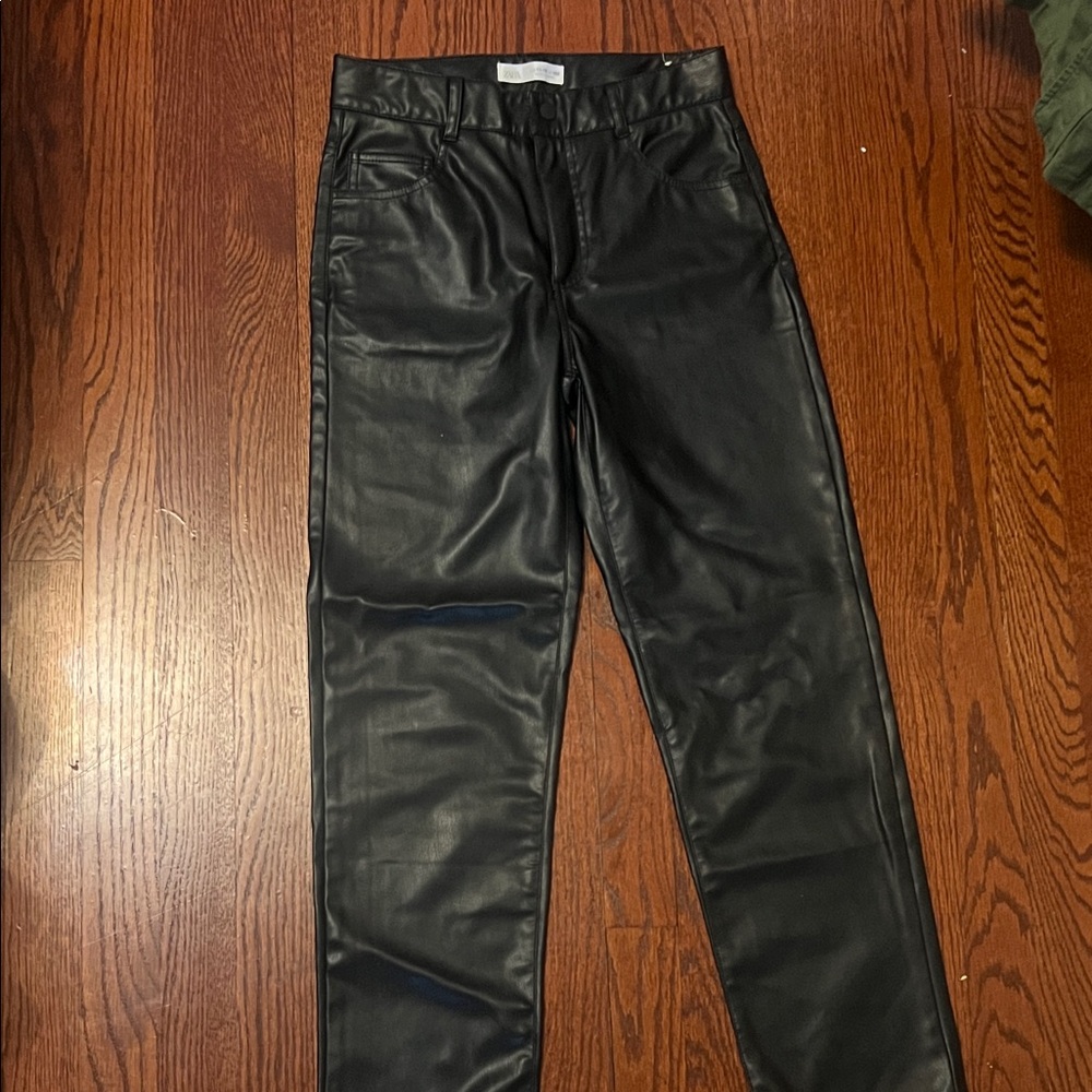 Zara Black Leather-Style Pants